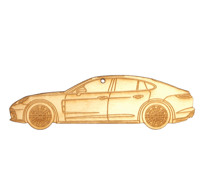 ZSPEC Laser-Engraved Birch Ornament, Style: Porsche Panamerica, ~5-inch Wide - ZSPEC Design LLC - Holiday Ornaments - body, holiday, lifestyle, ornament, panamerica, porsche - zspecdesign.com