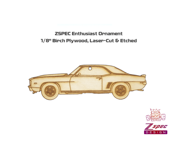 ZSPEC Laser-Engraved Wood Ornament, Style: Classic Camaro, Birch, ~5-inches Wide - ZSPEC Design LLC - Holiday Ornaments - camaro, holiday, lifestyle, ornament - zspecdesign.com