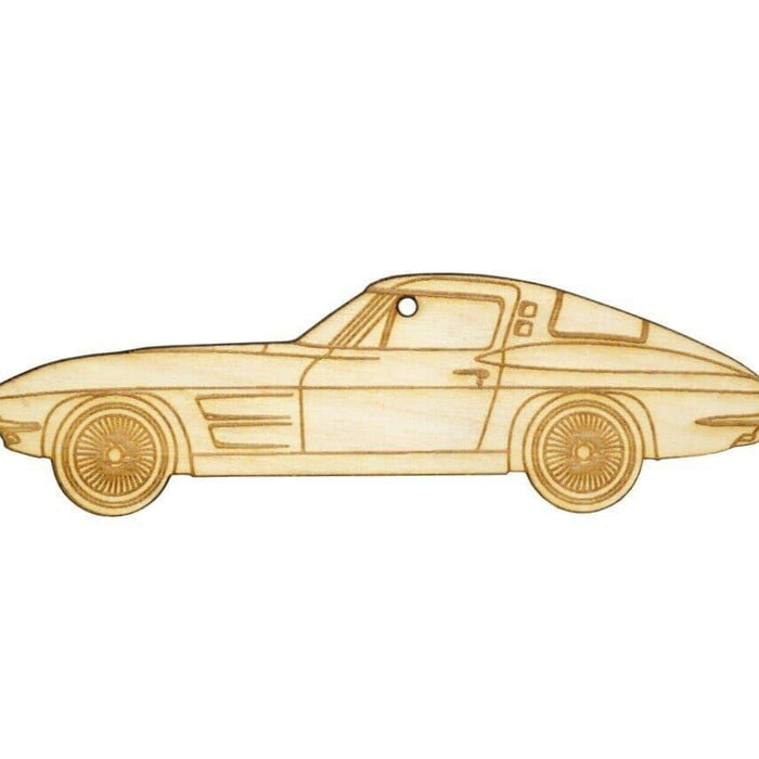 ZSPEC Laser-Engraved Wood Ornament, Style: Corvette C2, Birch, ~5" - ZSPEC Design LLC - Holiday Ornaments - c2, corvette, holiday, lifestyle, ornament - zspecdesign.com