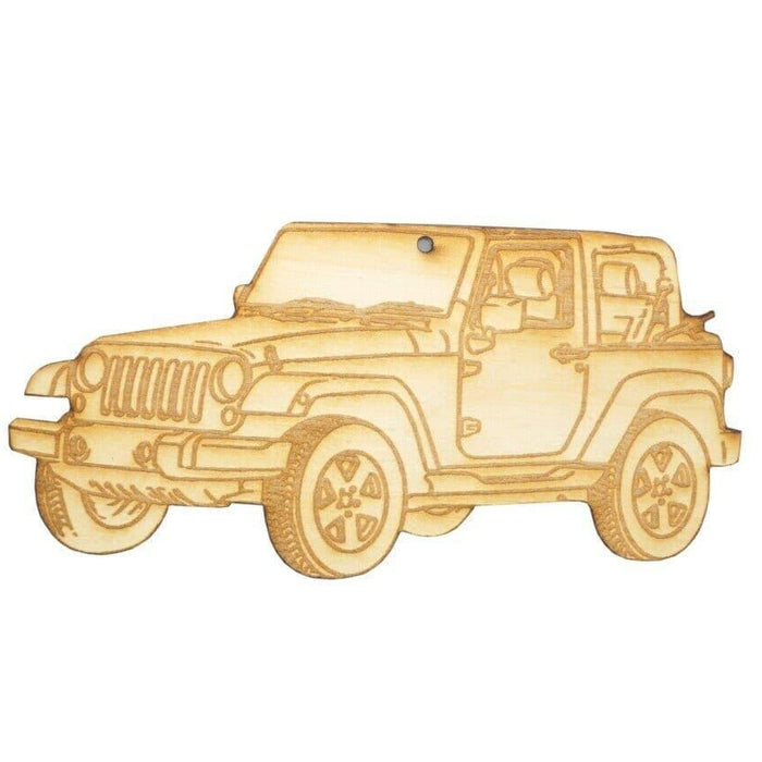 ZSPEC Laser-Engraved Wood Ornament, Style: Jeep Wrangler, ~5" - ZSPEC Design LLC - Holiday Ornaments - holiday, jeep, ornament, wrangler - zspecdesign.com