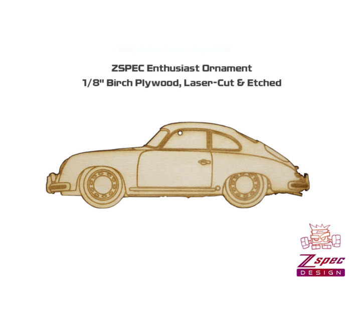 ZSPEC Laser-Engraved Wood Ornament, Style: Porsche 356 , Birch - ZSPEC Design LLC - Holiday Ornaments - 356, holiday,  Porsche, ornament, - zspecdesign.com