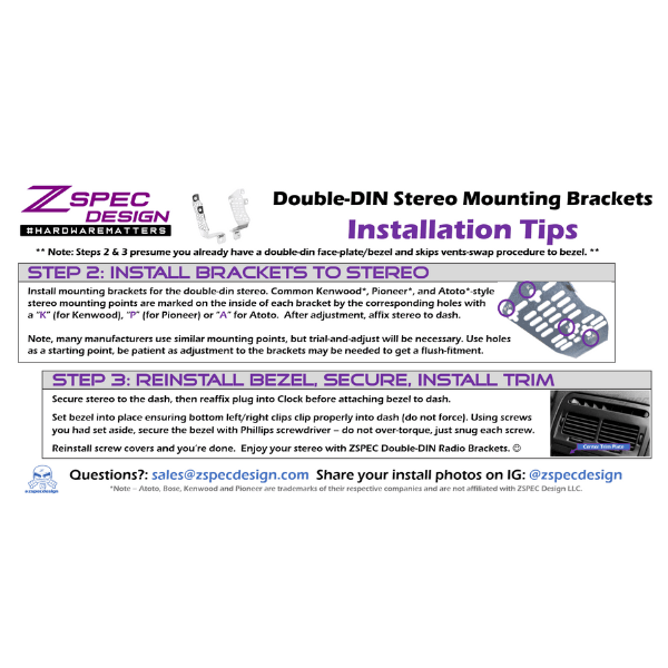 ZSPEC LHD Double-Din Radio Bezel w/Brackets for '90-99 Nissan Z32 300zx - ZSPEC Design LLC