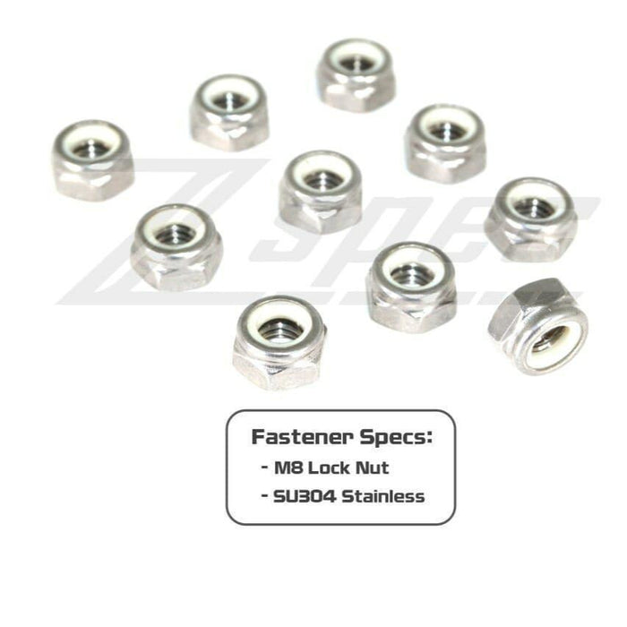 ZSPEC M8-1.25 Nylon Lock Nuts, Stainless SUS304, 10-Pack - ZSPEC Design LLC - Hardware Fasteners - 10-pack, m8, nylon, stainless - zspecdesign.com