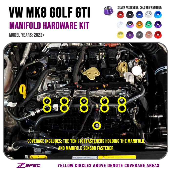 ZSPEC Manifold Dress Up Bolts Fastener Kit, VW MK8 Golf GTi

Stainless & Billet, Dress Up Bolts, Nuts and Washers from ZSPEC Design