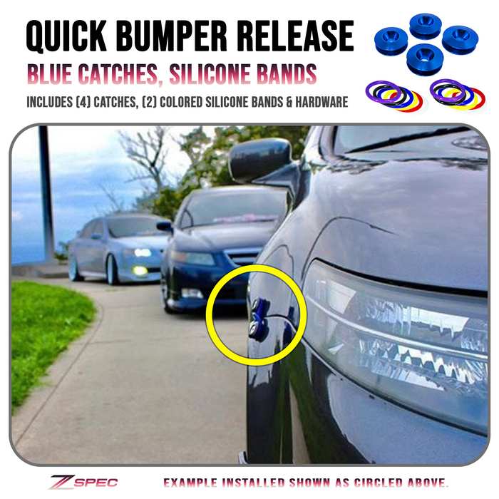 ZSPEC Quick Release Bumper Fastener Kit w/BLUE Catches & Colored Bands - ZSPEC Design LLC - Hardware Fasteners - Fastener Kit, quick release - zspecdesign.com