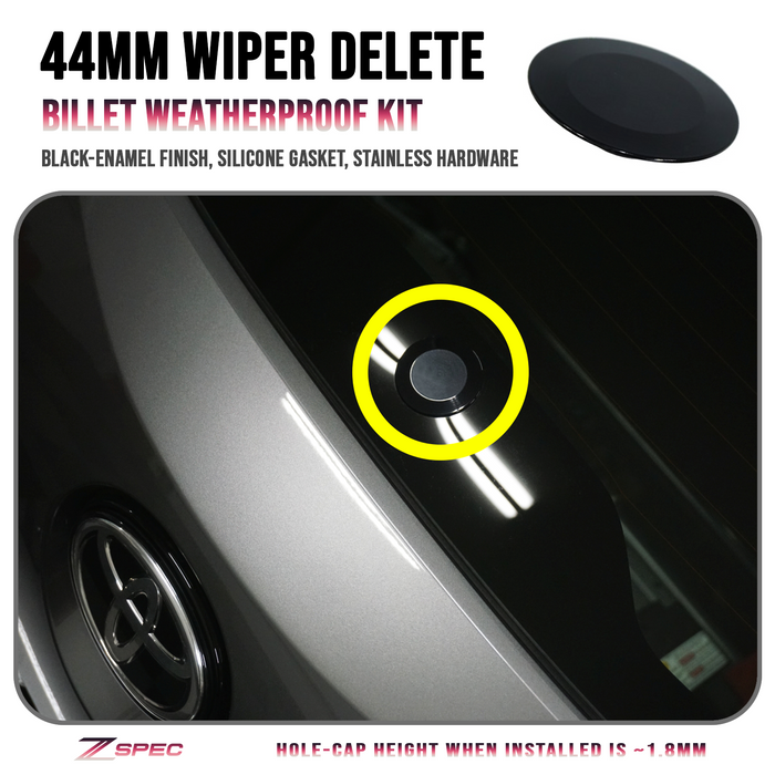 ZSPEC Rear Wiper Delete/Hole-Cap, 44mm Billet Weatherproof, BLACK - ZSPEC Design LLC - Hardware Fasteners - 44mm, delete, wiper - zspecdesign.com