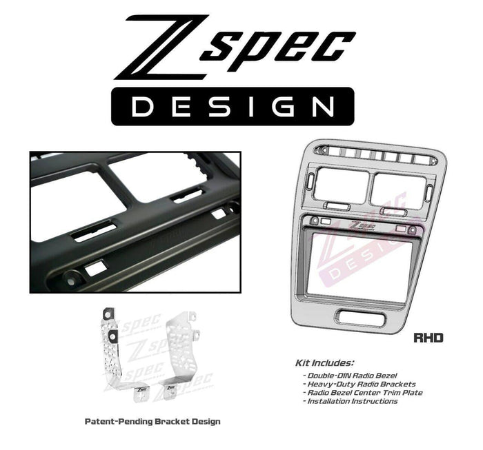 ZSPEC RHD Double-Din Radio Bezel w/Brackets for '90-99 Nissan Z32 300zx - ZSPEC Design LLC - Hardware Fasteners - 300zx, din, double, nissan, repro, rhd, stereo, z32 - zspecdesign.com