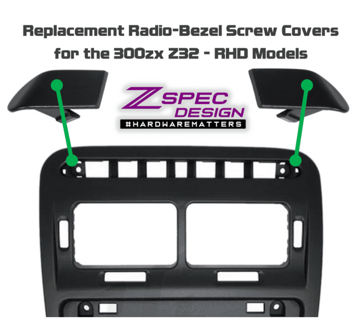ZSPEC RHD Radio Bezel Top Screw Covers for '90-96 Nissan 300zx Z32, Left & Right Pair - ZSPEC Design LLC - Hardware Fasteners - 300zx, nissan, radio, repro, rhd, stereo, z32 - zspecdesign.com