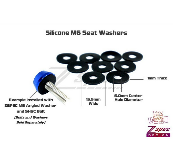 ZSPEC Seat Washers, Silicone-Rubber, fit our M6 Angled Finish Washers, 10-Pack - ZSPEC Design LLC - Hardware Fasteners - 10-pack, body hardware, m6, Silicone - zspecdesign.com