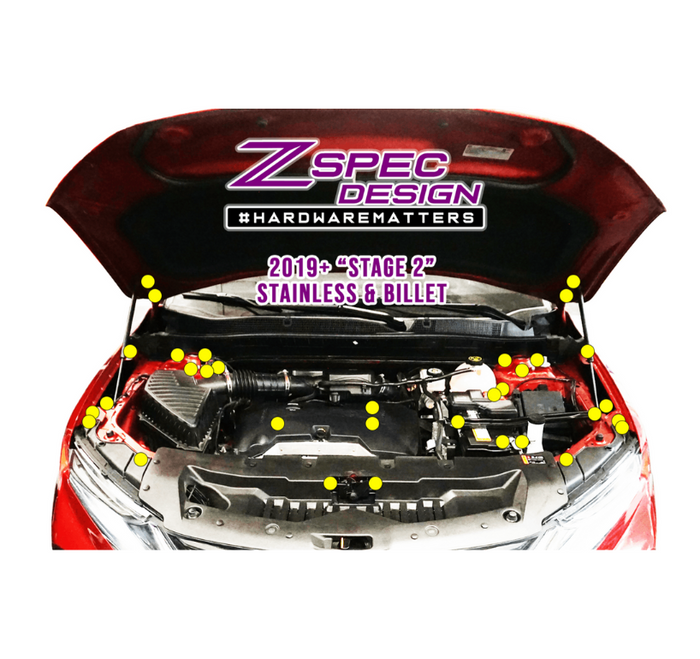 ZSPEC "Stage 2" Dress Up Bolts® Fastener Kit for '19+ Chevy Blazer C1, Stainless & Billet - ZSPEC Design LLC - Hardware Fasteners - blazer, chevrolet, chevy, ecotek, Fastener Kit, stage 2 - zspecdesign.com