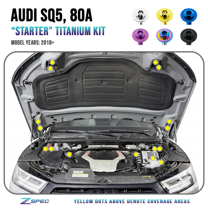 ZSPEC "Starter" Dress Up Bolts® Fastener Kit for Audi SQ5 80A, Titanium Grade-5 GR5