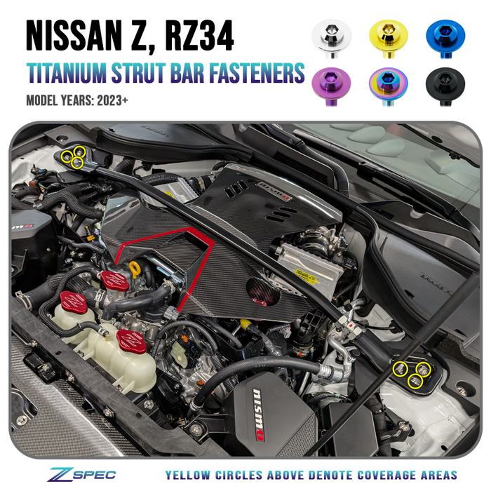ZSPEC Strut Tower Brace/Bar Fastener Kit for '23+ Nissan Z RZ34, Titanium - ZSPEC Design LLC - Hardware Fasteners - 400z, Fastener Kit, nissan, nissanz, RZ34, titanium - zspecdesign.com