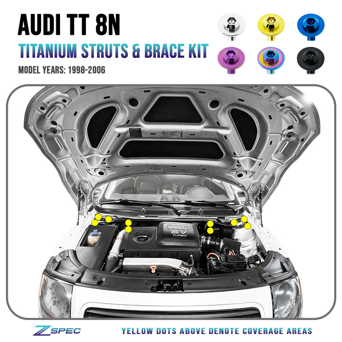ZSPEC Struts & Strut-Brace Hardware Kit for the Audi TT 1st-Gen 8N, Titanium