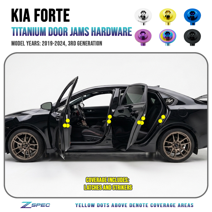 ZSPEC Titanium Door-Jams Fastener Kit for 2020-24 Kia Forte 1.6L